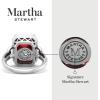 Martha Stewart 7 1/3 Carat Emerald Cut Gemstone Halo Ring with Lab Grown Diamonds in Sterling Silver, Choose Your Gemstone(Ruby)