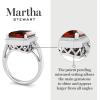 Martha Stewart 7 1/3 Carat Emerald Cut Gemstone Halo Ring with Lab Grown Diamonds in Sterling Silver, Choose Your Gemstone(Ruby)