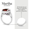 Martha Stewart 7 1/3 Carat Emerald Cut Gemstone Halo Ring with Lab Grown Diamonds in Sterling Silver, Choose Your Gemstone(Ruby)