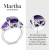 Martha Stewart 8 Carat Cushion Cut Gemstone Three Stone Ring with Lab Grown Diamonds in Sterling Silver, Choose Your Gemstone(Option 1)