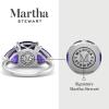 Martha Stewart 8 Carat Cushion Cut Gemstone Three Stone Ring with Lab Grown Diamonds in Sterling Silver, Choose Your Gemstone(Option 1)