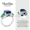 Martha Stewart 8 Carat Cushion Cut Gemstone Three Stone Ring with Lab Grown Diamonds in Sterling Silver, Choose Your Gemstone(Option 10)