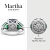 Martha Stewart 8 Carat Cushion Cut Gemstone Three Stone Ring with Lab Grown Diamonds in Sterling Silver, Choose Your Gemstone(Option 10)