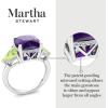 Martha Stewart 8 Carat Cushion Cut Gemstone Three Stone Ring with Lab Grown Diamonds in Sterling Silver, Choose Your Gemstone(Option 2)