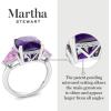 Martha Stewart 8 Carat Cushion Cut Gemstone Three Stone Ring with Lab Grown Diamonds in Sterling Silver, Choose Your Gemstone(Option 3)