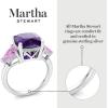 Martha Stewart 8 Carat Cushion Cut Gemstone Three Stone Ring with Lab Grown Diamonds in Sterling Silver, Choose Your Gemstone(Option 3)