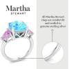 Martha Stewart 8 Carat Cushion Cut Gemstone Three Stone Ring with Lab Grown Diamonds in Sterling Silver, Choose Your Gemstone(Option 4)