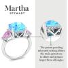 Martha Stewart 8 Carat Cushion Cut Gemstone Three Stone Ring with Lab Grown Diamonds in Sterling Silver, Choose Your Gemstone(Option 4)