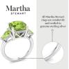 Martha Stewart 8 Carat Cushion Cut Gemstone Three Stone Ring with Lab Grown Diamonds in Sterling Silver, Choose Your Gemstone(Option 5)