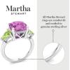 Martha Stewart 8 Carat Cushion Cut Gemstone Three Stone Ring with Lab Grown Diamonds in Sterling Silver, Choose Your Gemstone(Option 6)