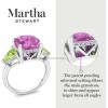 Martha Stewart 8 Carat Cushion Cut Gemstone Three Stone Ring with Lab Grown Diamonds in Sterling Silver, Choose Your Gemstone(Option 6)