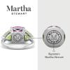 Martha Stewart 8 Carat Cushion Cut Gemstone Three Stone Ring with Lab Grown Diamonds in Sterling Silver, Choose Your Gemstone(Option 6)