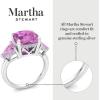 Martha Stewart 8 Carat Cushion Cut Gemstone Three Stone Ring with Lab Grown Diamonds in Sterling Silver, Choose Your Gemstone(Option 7)