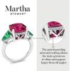 Martha Stewart 8 Carat Cushion Cut Gemstone Three Stone Ring with Lab Grown Diamonds in Sterling Silver, Choose Your Gemstone(Option 8)
