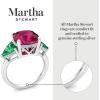 Martha Stewart 8 Carat Cushion Cut Gemstone Three Stone Ring with Lab Grown Diamonds in Sterling Silver, Choose Your Gemstone(Option 8)