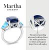 Martha Stewart 8 Carat Cushion Cut Gemstone Three Stone Ring with Lab Grown Diamonds in Sterling Silver, Choose Your Gemstone(Option 9)