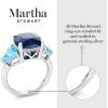 Martha Stewart 8 Carat Cushion Cut Gemstone Three Stone Ring with Lab Grown Diamonds in Sterling Silver, Choose Your Gemstone(Option 9)