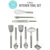 Martha Stewart 9-Piece Stainless Steel Kitchen Gadget & Tool Set – Prep and Serve Utensils, Durable & Rust-Resistant, Dishwasher Safe Cooking Accessories(Bar Tool Set)