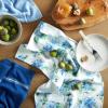 Martha Stewart Amber Floral Kitchen Towel Set 4-Pack, Yellow/Coral, 16″x28″(Blue)