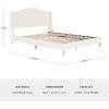 Martha Stewart Amelia Platform Bed with Curved Headboard and Cushioned Side Rails, Faux Linen Upholstery, Wood Slat Foundation, No Box Spring Needed, Queen, Beige(Off-white Boucle/Light Beech Legs)