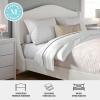 Martha Stewart Amelia Platform Bed with Curved Headboard and Cushioned Side Rails, Faux Linen Upholstery, Wood Slat Foundation, No Box Spring Needed, Queen, Beige(Off-white Boucle/Light Beech Legs)