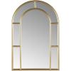 Martha Stewart Arch Farmhouse Wall Mirror Metal Frame, Vintage Iron Framed Entryway Mirrors for Wall Decor, Large Decorative Mirror for Console, Mantle, Bedroom, Hallway, Ready to Hang – Gold Regina