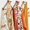 Martha Stewart Autumn Harvest Pumpkins Kitchen Towel 3-Pack Set, 100% Cotton with Absorbent Terrycloth, Decorative Kitchen Towels, Orange/Green/Ivory, 16″x28″(Burnt Orange/Green/White)