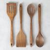 Martha Stewart Bainford 4-Piece Wooden Kitchen Utensil Set, Walnut – Cooking Spoons and Turner Tools for Nonstick Cookware, Heat Resistant, Durable Hardwood