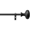 Martha Stewart Barrington Curtain Rod for Windows 36 to 66 inches, Adjustable Length .75 inch Diameter Metal Curtain Rod with Round Finials, 36” – 66”, Matte Black(Black)