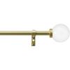 Martha Stewart Beaufort Curtain Rod for Windows 66 to 120 inches, Adjustable Length .75 inch Diameter Metal Curtain Rod with Round Finials, 66” – 120”, Brushed Brass(Gold)