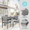 Martha Stewart Bedford 7 Piece Aluminum Patio Set with 62″ Table and 6 Stackable Chairs with Gray Brushed Woodgrain Finish, Gray All-Weather Seat Cushions(Grey)