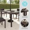 Martha Stewart Bedford 71″ Indoor-Outdoor Patio Table with Faux Wood Top and Rattan Wicker Finish in Gray(Brown)