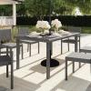 Martha Stewart Bedford 71″ Indoor-Outdoor Patio Table with Faux Wood Top and Rattan Wicker Finish in Gray(Grey)