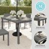 Martha Stewart Bedford 71″ Indoor-Outdoor Patio Table with Faux Wood Top and Rattan Wicker Finish in Gray(Grey)