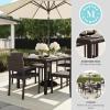 Martha Stewart Bedford 7-Piece Indoor-Outdoor Dining Set with 6 Stackable Chairs and 62″ Patio Table with Faux Wood Top and Rattan Wicker Finish in Brown(Brown)