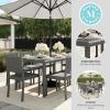 Martha Stewart Bedford 9-Piece Indoor-Outdoor Dining Set with 6 Stackable Chairs and 71″ Patio Table with Faux Wood Top and Rattan Wicker Finish in Gray(Grey)