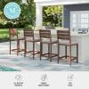 Martha Stewart Bedford Indoor-Outdoor Aluminum Patio Bar Stools with Brushed Woodgrain Finish in Brown and Cream All-Weather Cushions, Set of 2(Brown)