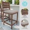 Martha Stewart Bedford Indoor-Outdoor Aluminum Patio Bar Stools with Brushed Woodgrain Finish in Brown and Cream All-Weather Cushions, Set of 2(Brown)