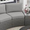 Martha Stewart Bedford Indoor-Outdoor Modular Patio Curved Sectional Sofa Seats with Rattan Wicker Finish in Gray with Gray All-Weather Cushions, Set of 2(Gray Cushions/Gray Frame)