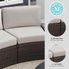Martha Stewart Bedford Indoor-Outdoor Modular Patio Curved Sectional Sofa Seats with Rattan Wicker Finish in Gray with Gray All-Weather Cushions, Set of 2(Tan Cushions/Brown Frame)