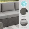 Martha Stewart Bedford Indoor-Outdoor Modular Patio Sectional Sofa Center Seat with Rattan Wicker Finish in Gray with Gray All-Weather Cushions(Gray Cushions/Gray Frame)