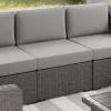 Martha Stewart Bedford Indoor-Outdoor Modular Patio Sectional Sofa Center Seat with Rattan Wicker Finish in Gray with Gray All-Weather Cushions(Gray Cushions/Gray Frame)