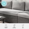 Martha Stewart Bedford Indoor-Outdoor Modular Patio Sectional Sofa Center Seat with Rattan Wicker Finish in Gray with Gray All-Weather Cushions(Gray Cushions/Gray Frame)
