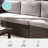 Martha Stewart Bedford Indoor-Outdoor Modular Patio Sectional Sofa Center Seat with Rattan Wicker Finish in Gray with Gray All-Weather Cushions(Tan Cushions/Brown Frame)