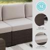 Martha Stewart Bedford Indoor-Outdoor Modular Patio Sectional Sofa Center Seat with Rattan Wicker Finish in Gray with Gray All-Weather Cushions(Tan Cushions/Brown Frame)