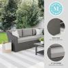 Martha Stewart Bedford Indoor-Outdoor Modular Patio Sectional Sofa for 4 with Rattan Wicker Finish in Gray with Gray All-Weather Cushions
