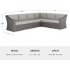 Martha Stewart Bedford Indoor-Outdoor Modular Patio Sectional Sofa for 6 with Rattan Wicker Finish in Gray with Gray All-Weather Cushions