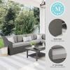 Martha Stewart Bedford Indoor-Outdoor Modular Patio Sectional Sofa for 6 with Rattan Wicker Finish in Gray with Gray All-Weather Cushions