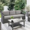 Martha Stewart Bedford Indoor-Outdoor Modular Patio Sofa for 3 with Rattan Wicker Finish in Gray with Gray All-Weather Cushions