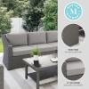 Martha Stewart Bedford Indoor-Outdoor Modular Patio Sofa for 3 with Rattan Wicker Finish in Gray with Gray All-Weather Cushions